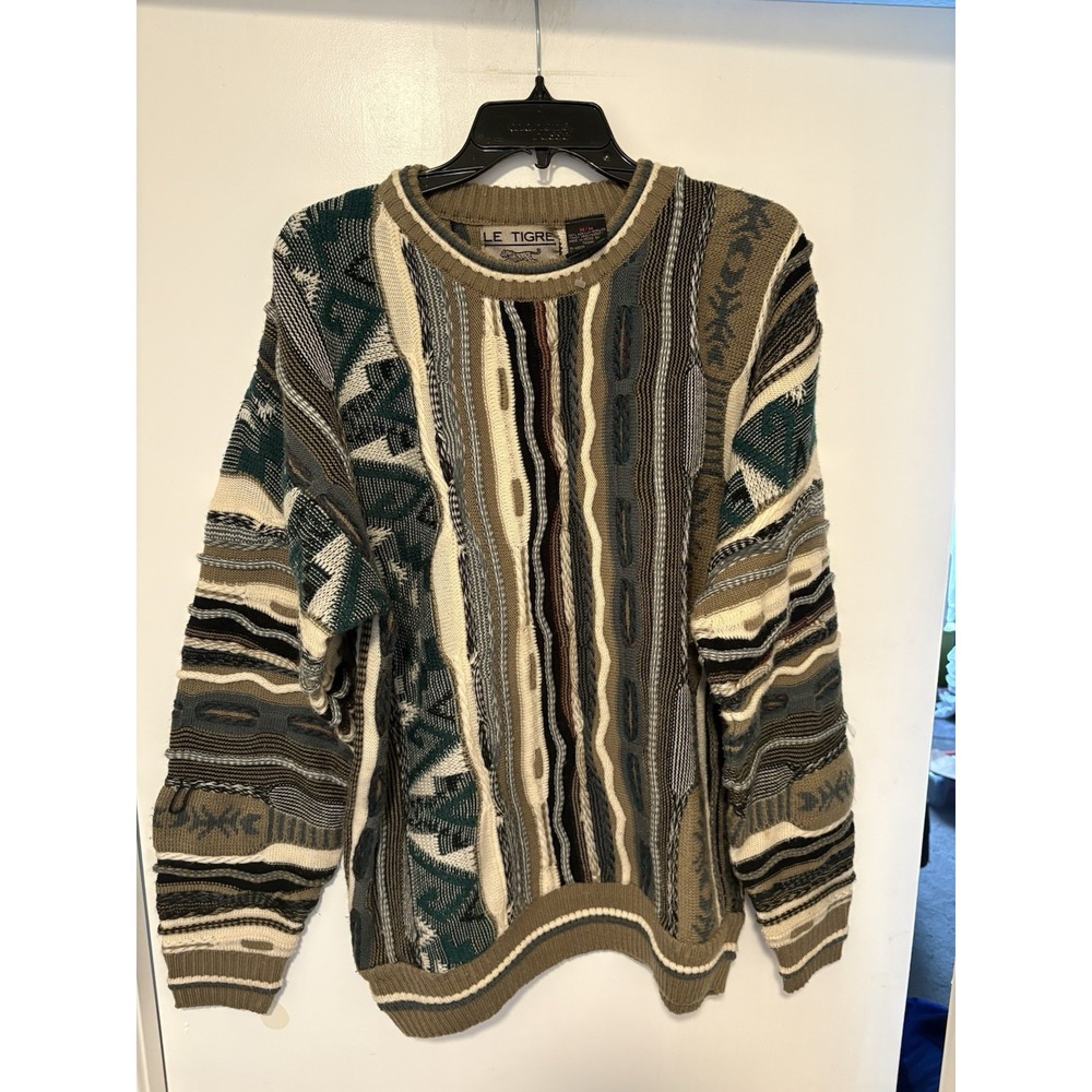 Vintage Le Tigre Acryllic Sweater Size M Coogi Style